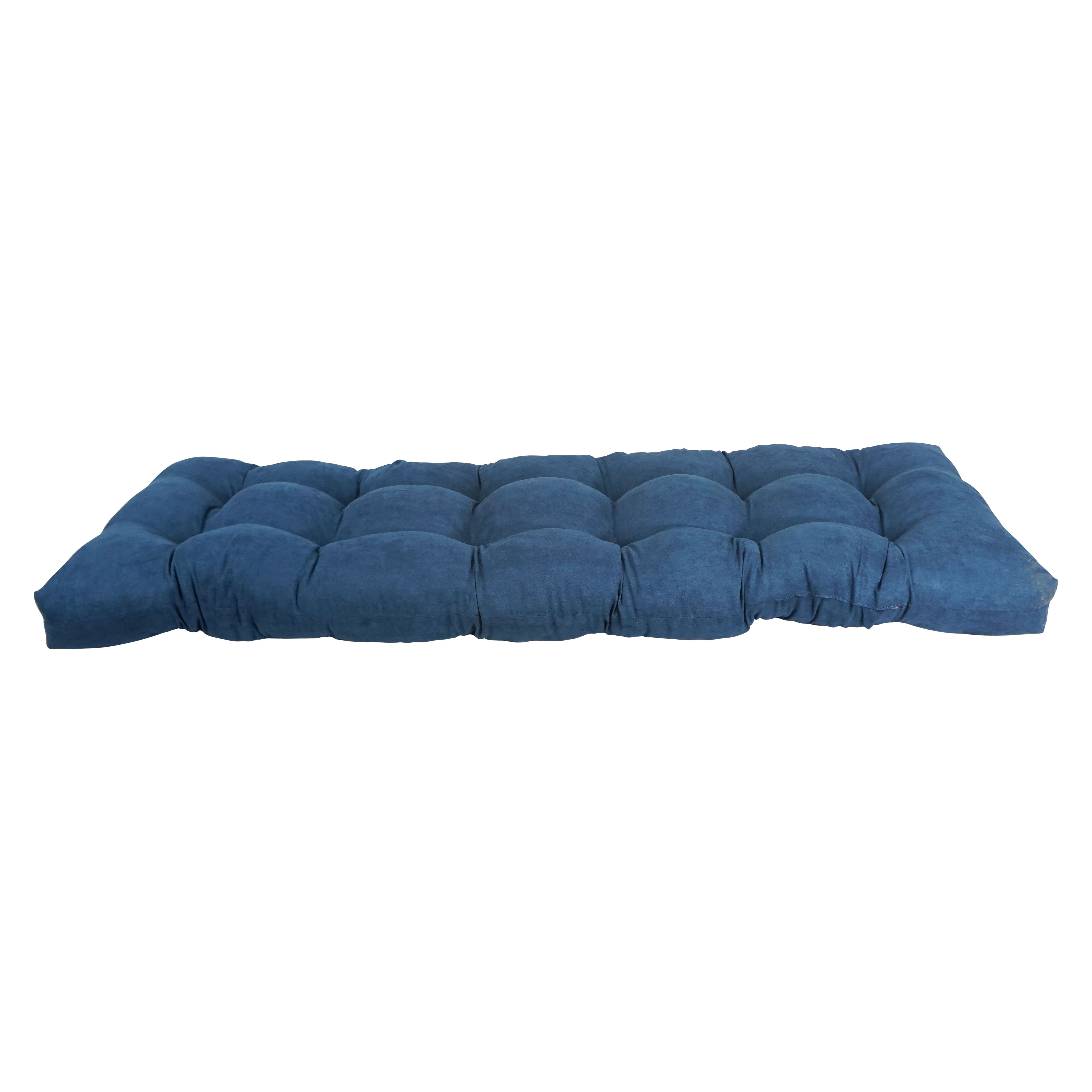 60 x 19 in. Tufted Solid Microsuede Bench Cushion, Indigo