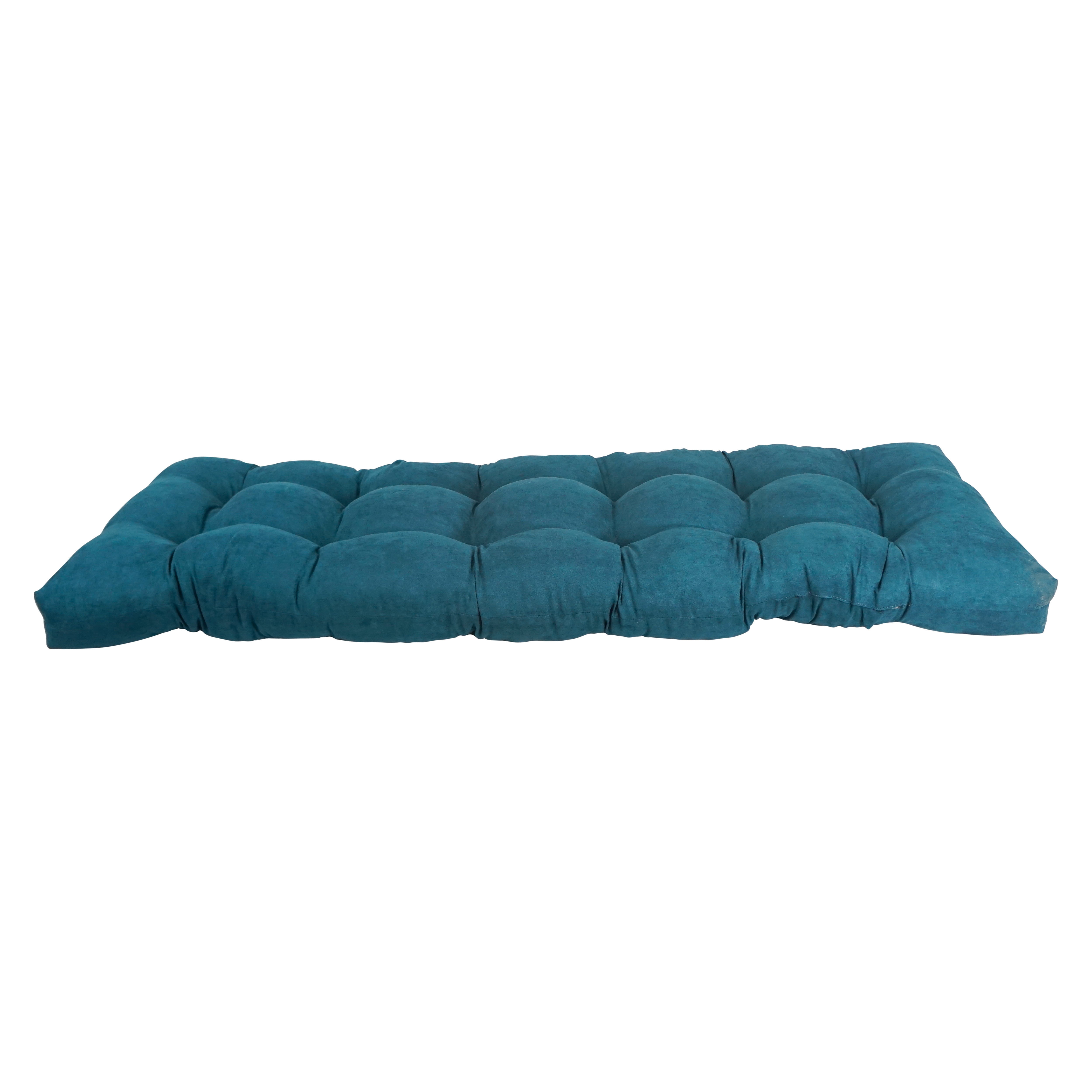 60 x 19 in. Tufted Solid Microsuede Bench Cushion, Teal