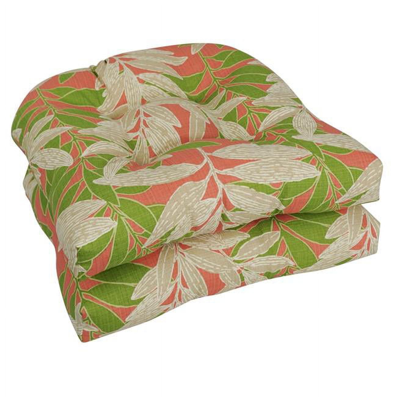 Picture of Blazing Needles 93184-2CH-OD-142 19 in. U-Shaped Outddor Dining Chair Cushions, Eastbluff Coral - Set of 2