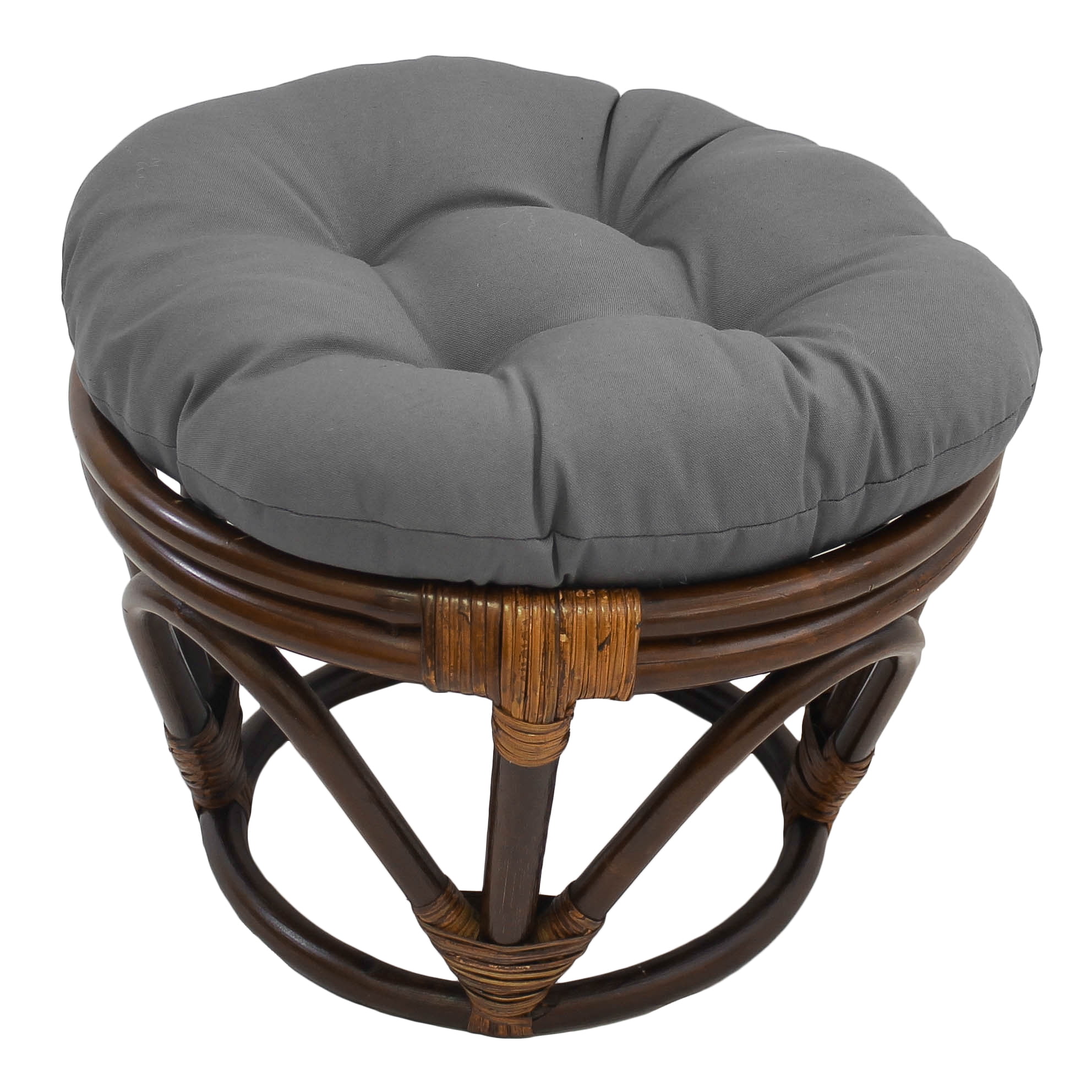 18 in. Round Solid Twill Footstool Cushion, Steel Grey