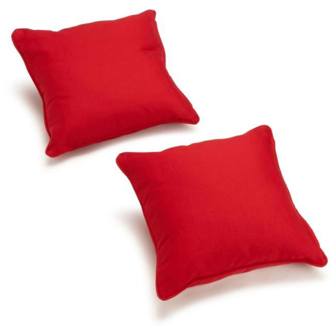 9810-CD-S2-TW-RD 18 in. Double-Corded Solid Twill Square Throw Pillows with Inserts, Red - Set of 2