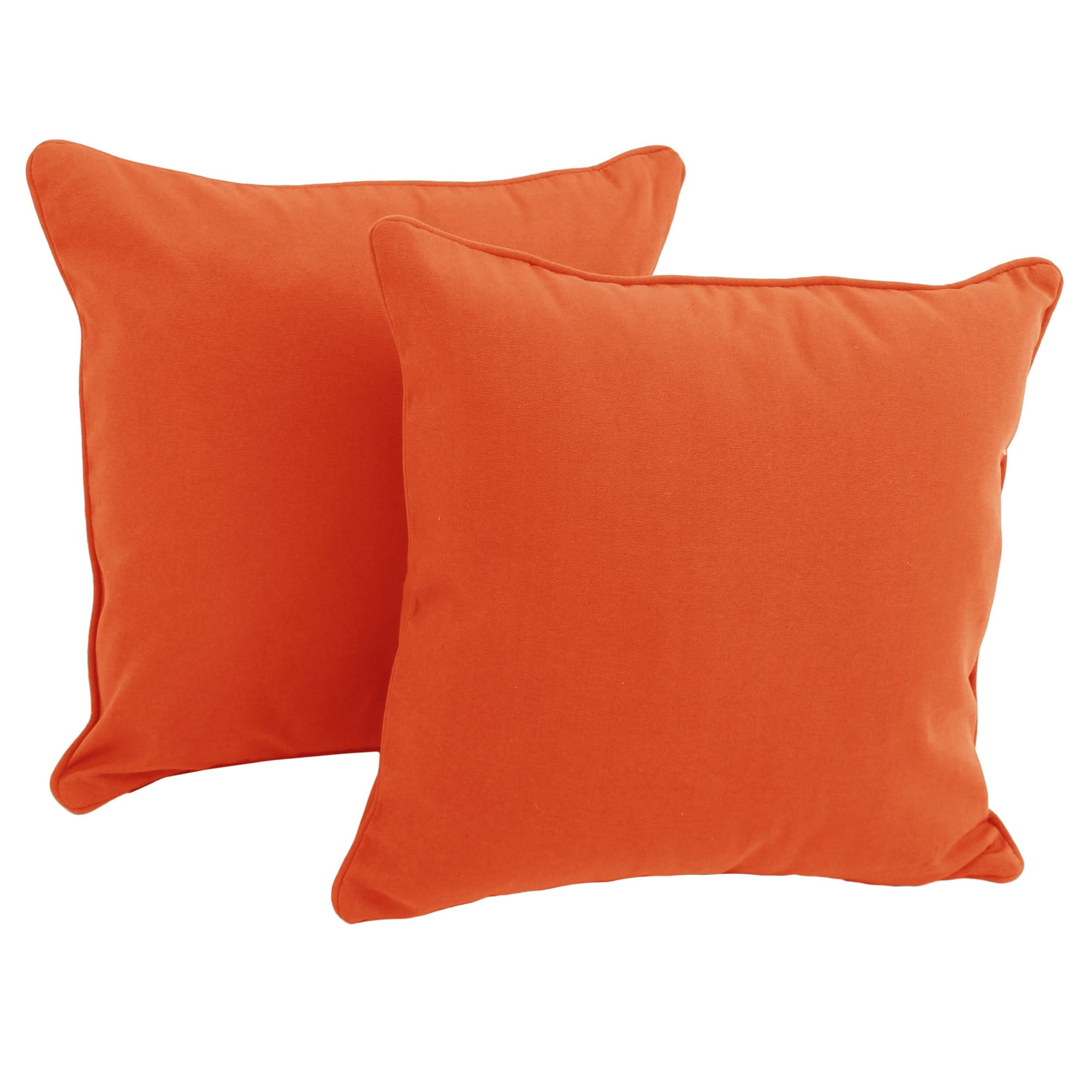 9810-CD-S2-TW-TD 18 in. Double-Corded Solid Twill Square Throw Pillows with Inserts, Tangerine Dream - Set of 2