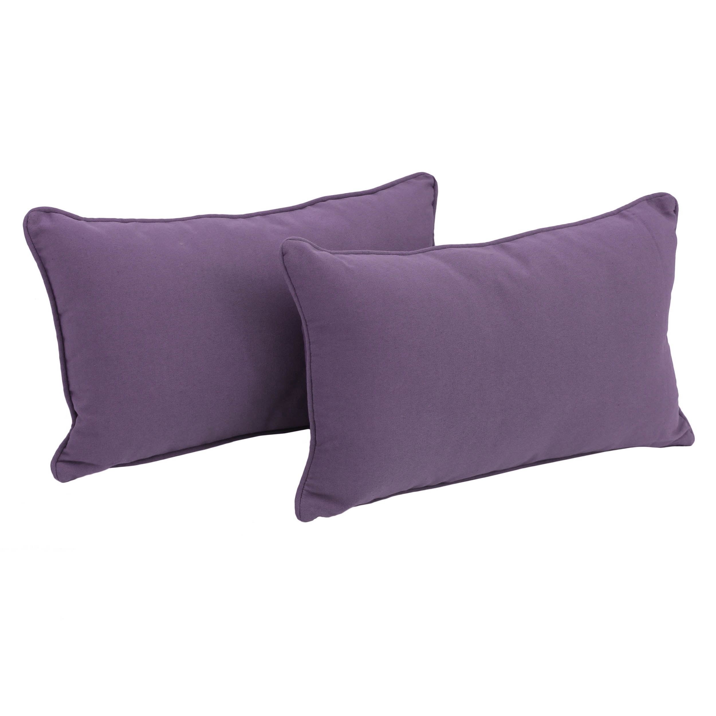 9811-CD-S2-TW-GP 20 x 12 in. Double-Corded Solid Twill Back Support Pillows with Inserts, Grape - Set of 2