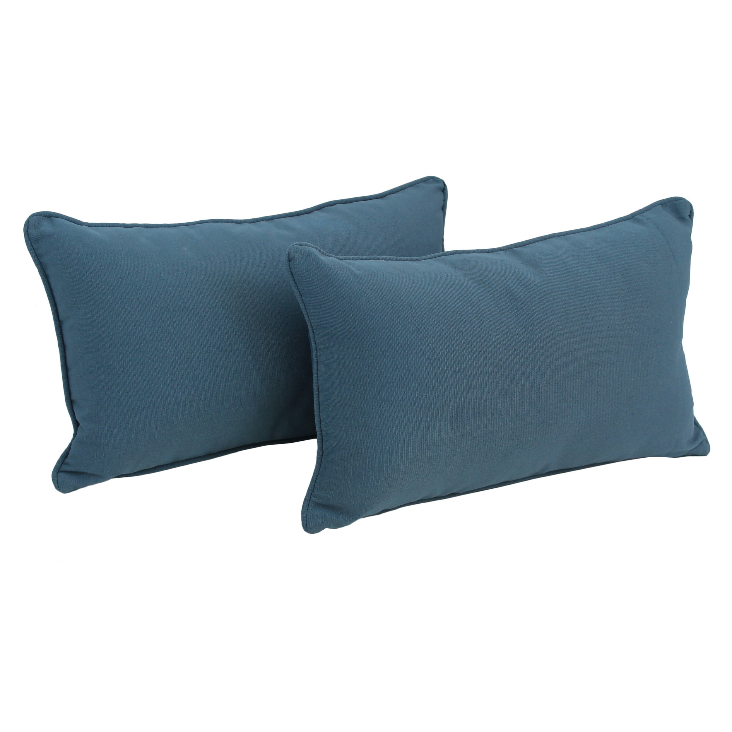 9811-CD-S2-TW-IN 20 x 12 in. Double-Corded Solid Twill Back Support Pillows with Inserts, Indigo - Set of 2