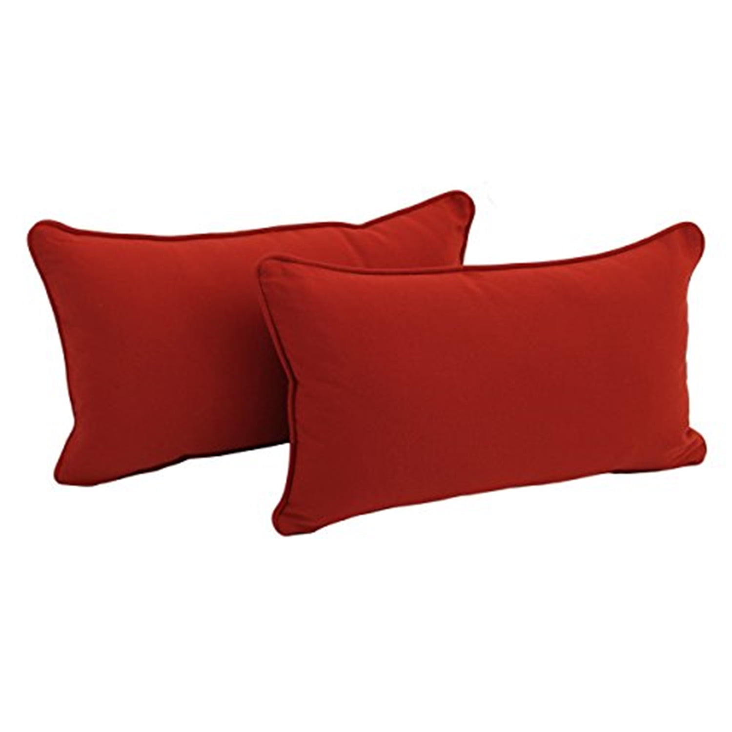 9811-CD-S2-TW-RR 20 x 12 in. Double-Corded Solid Twill Back Support Pillows with Inserts, Ruby Red - Set of 2
