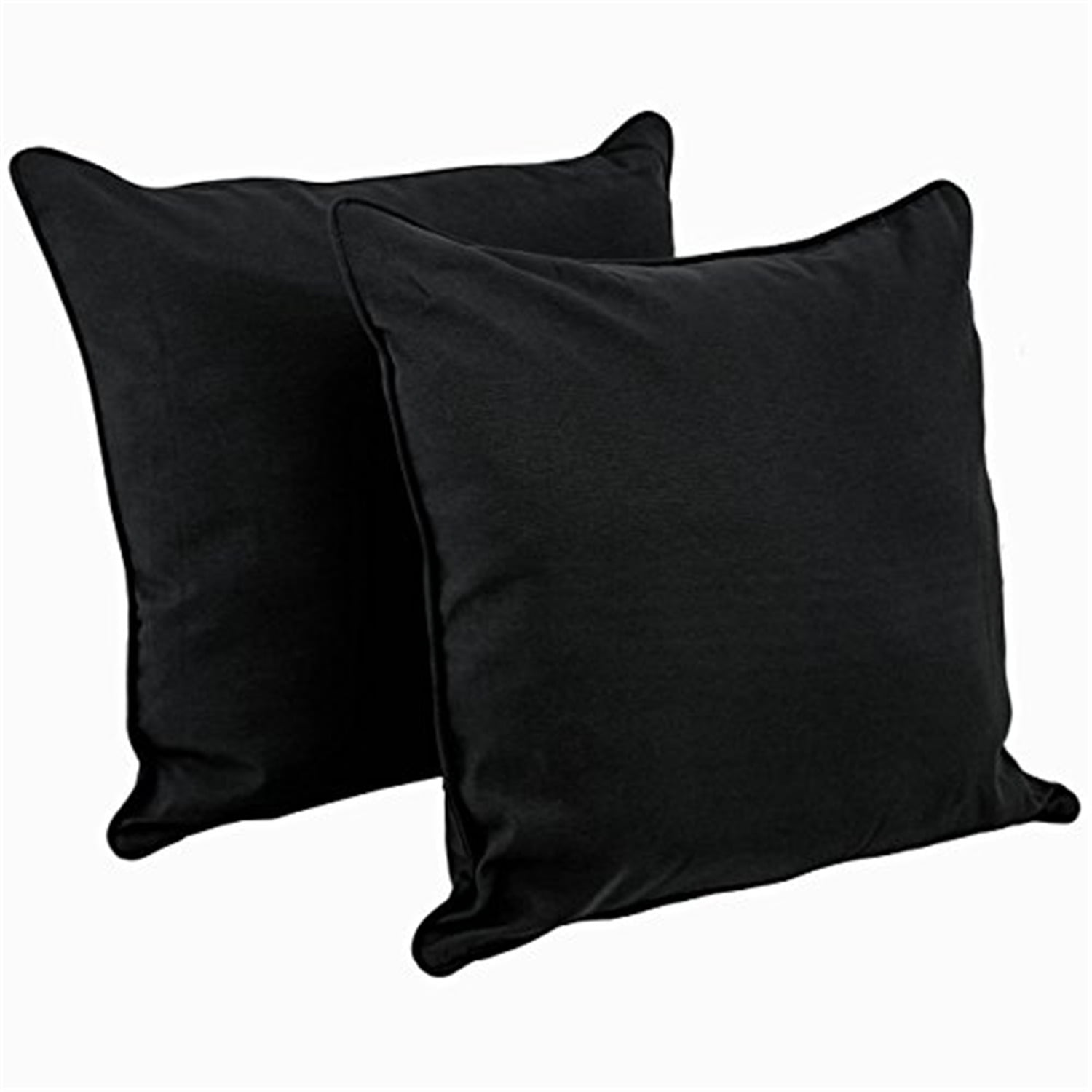 Picture of Blazing Needles 9813-CD-S2-TW-BK 25 in. Double-Corded Solid Twill Square Floor Pillows with Inserts, Black - Set of 2