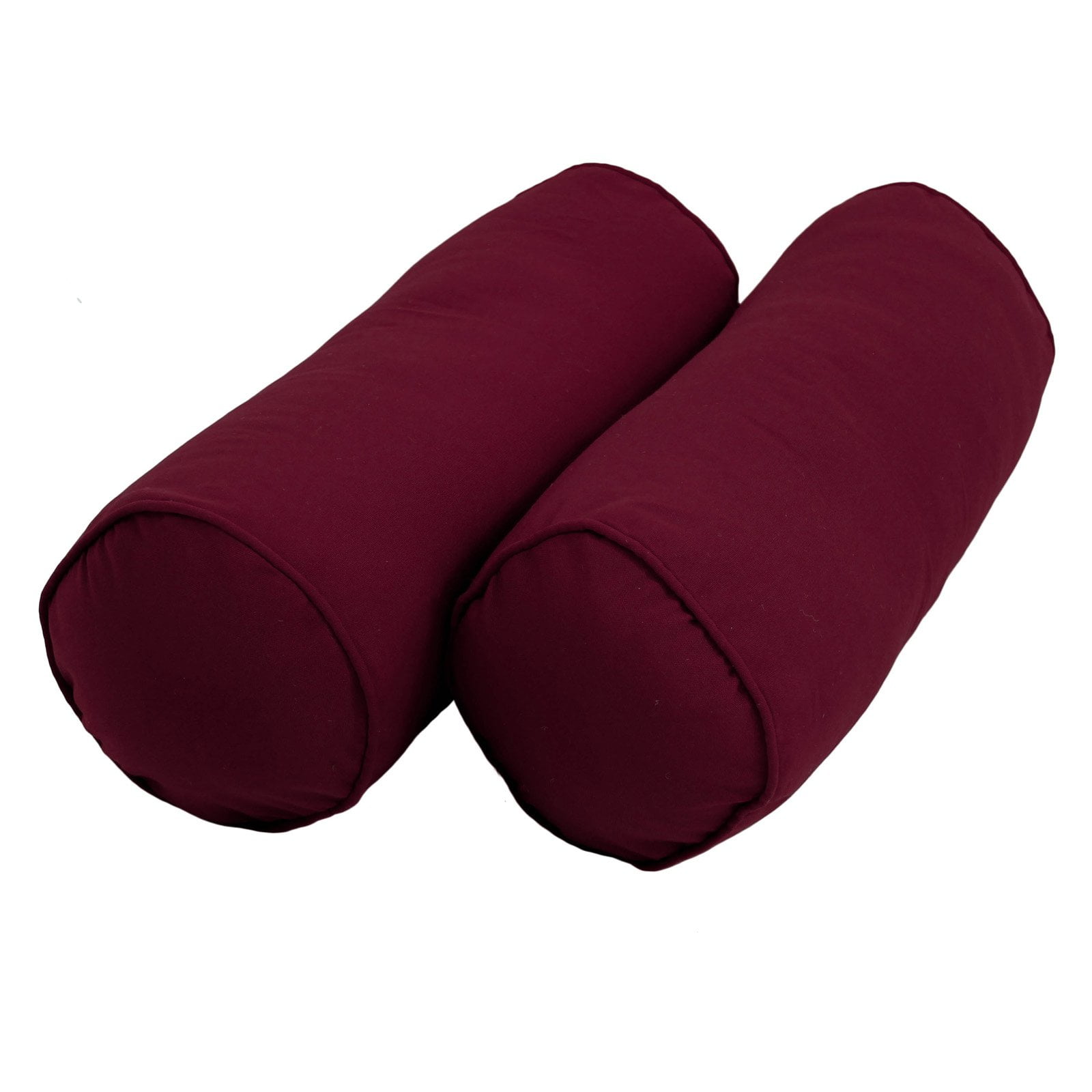 9814-CD-S2-TW-BG 20 x 8 in. Double-Corded Solid Twill Bolster Pillows with Inserts, Burgundy - Set of 2