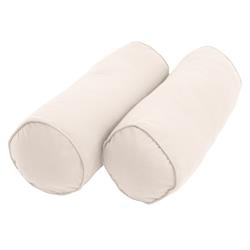 9814-CD-S2-TW-EG 20 x 8 in. Double-Corded Solid Twill Bolster Pillows with Inserts, Natural - Set of 2