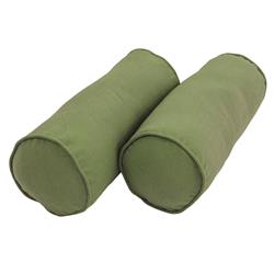 9814-CD-S2-TW-SG 20 x 8 in. Double-Corded Solid Twill Bolster Pillows with Inserts, Sage - Set of 2
