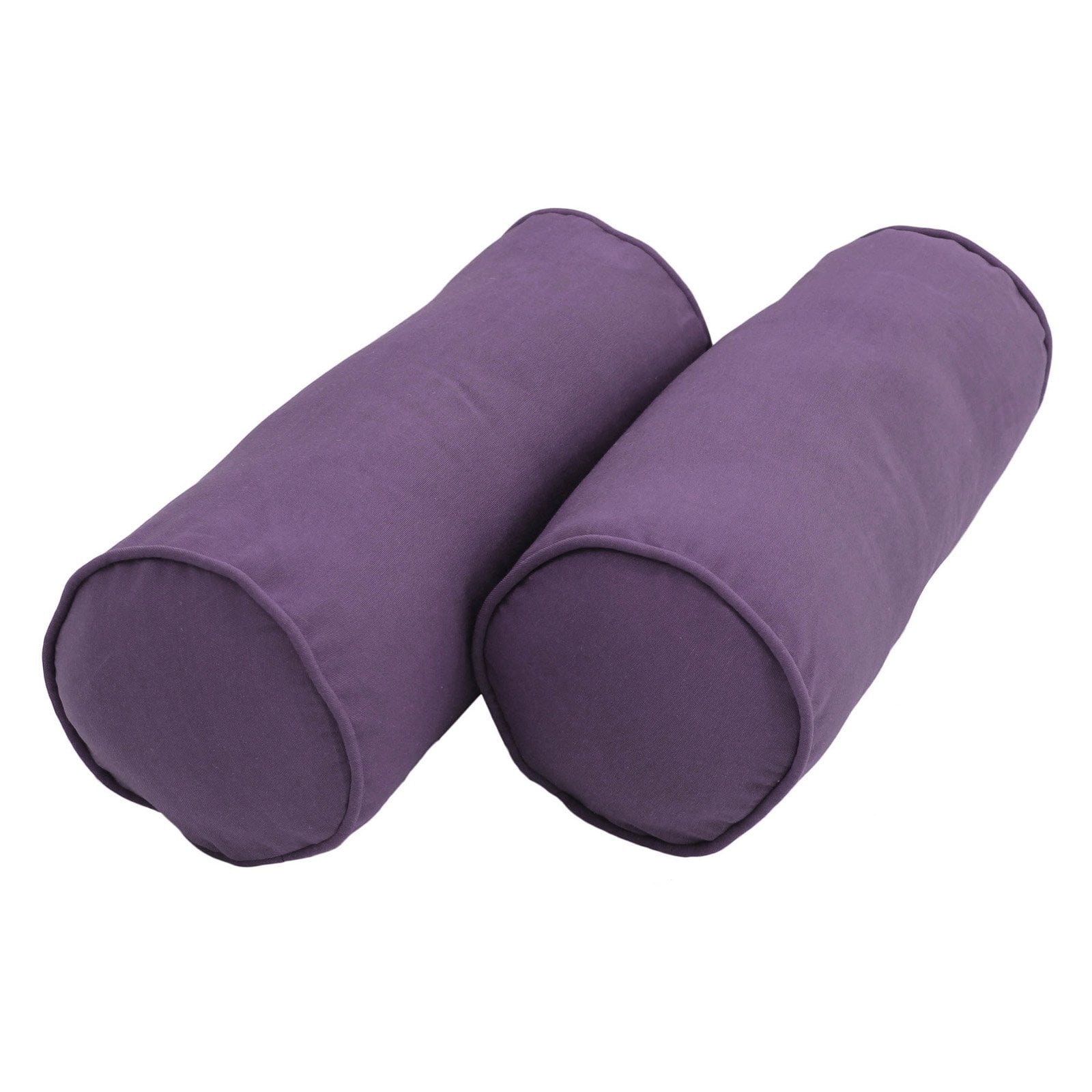 9814-CD-S2-TW-GP 20 x 8 in. Double-Corded Solid Twill Bolster Pillows with Inserts, Grape - Set of 2