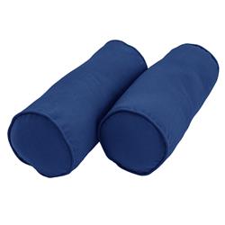9814-CD-S2-TW-RB 20 x 8 in. Double-Corded Solid Twill Bolster Pillows with Inserts, Royal Blue - Set of 2