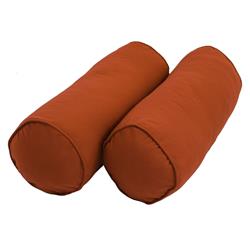9814-CD-S2-TW-SP 20 x 8 in. Double-Corded Solid Twill Bolster Pillows with Inserts, Spice - Set of 2