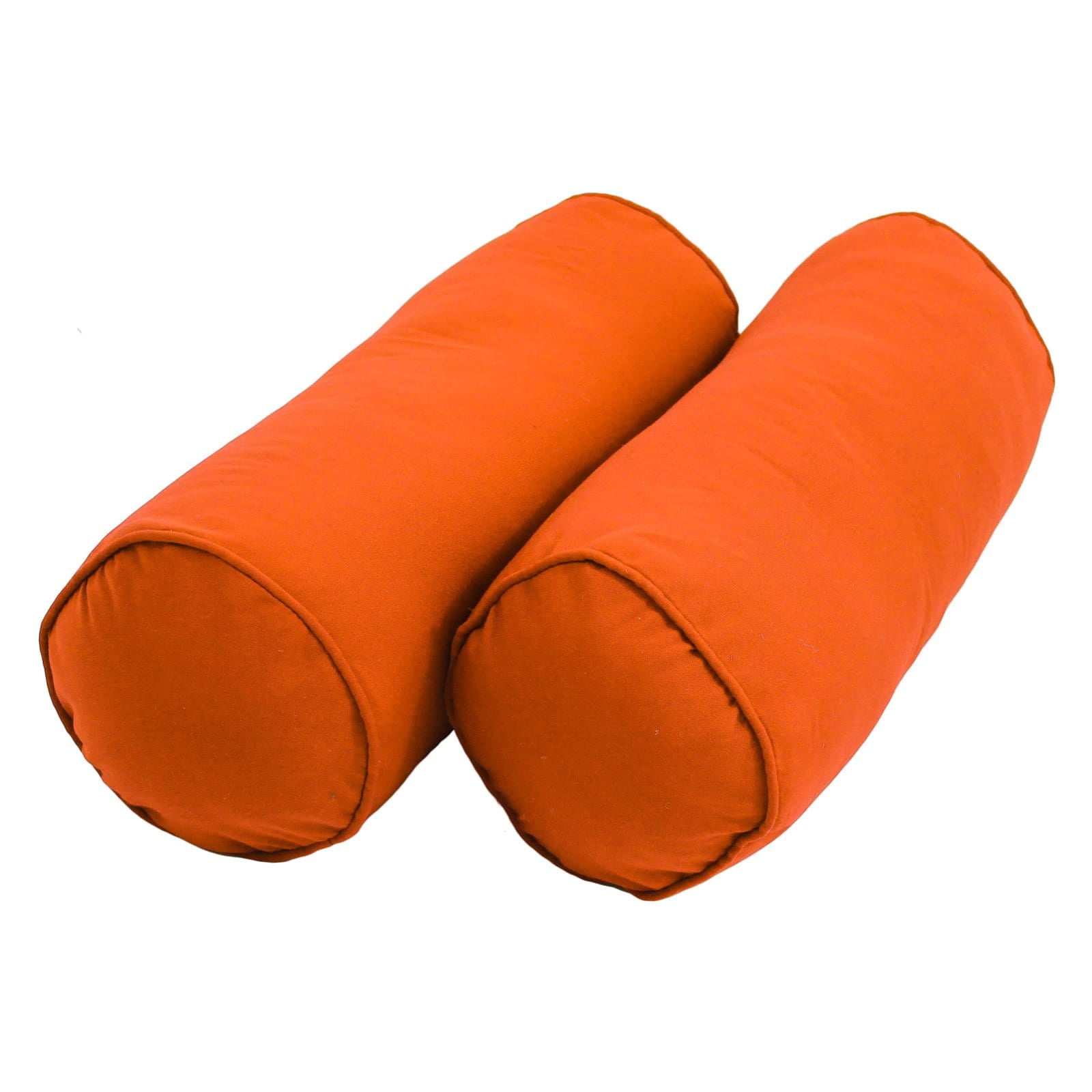 9814-CD-S2-TW-TD 20 x 8 in. Double-Corded Solid Twill Bolster Pillows with Inserts, Tangerine Dream - Set of 2