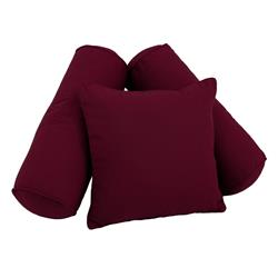 9816-CD-S3-TW-BG Double-Corded Solid Twill Throw Pillows with Inserts, Burgundy - Set of 3
