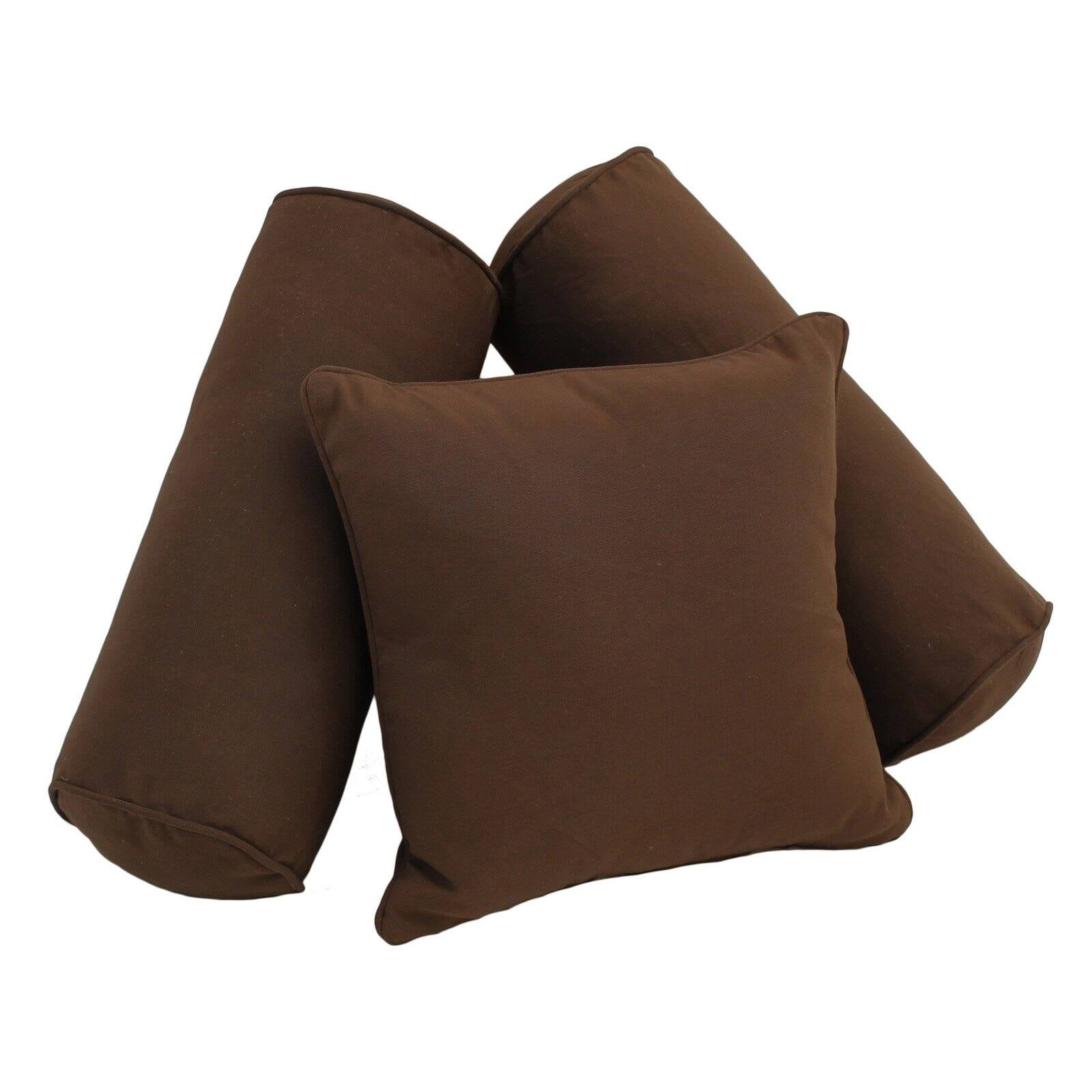 9816-CD-S3-TW-CH Double-Corded Solid Twill Throw Pillows with Inserts, Chocolate - Set of 3