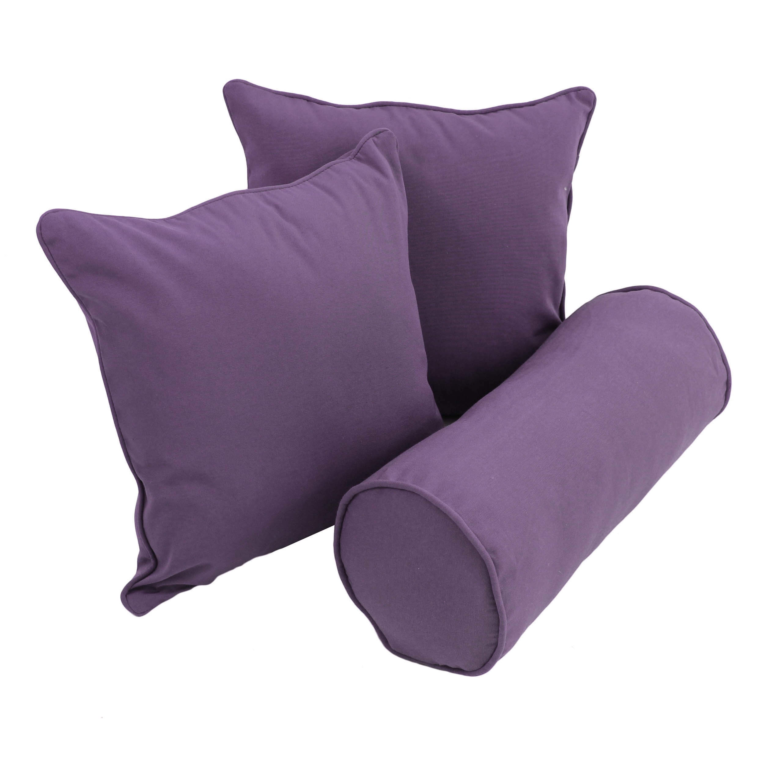 9815-CD-S3-TW-GP Double-Corded Solid Twill Throw Pillows with Inserts, Grape - Set of 3