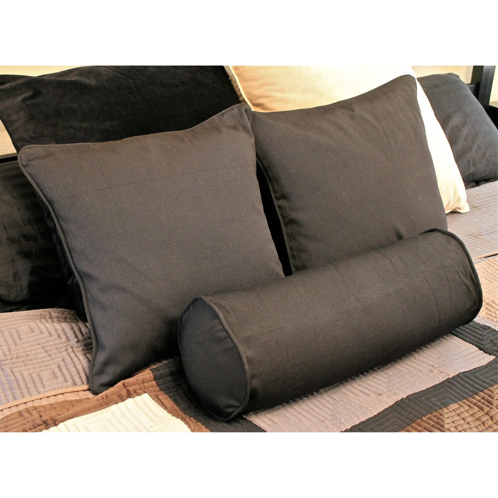 9815-CD-S3-TW-IN Double-Corded Solid Twill Throw Pillows with Inserts, Indigo - Set of 3