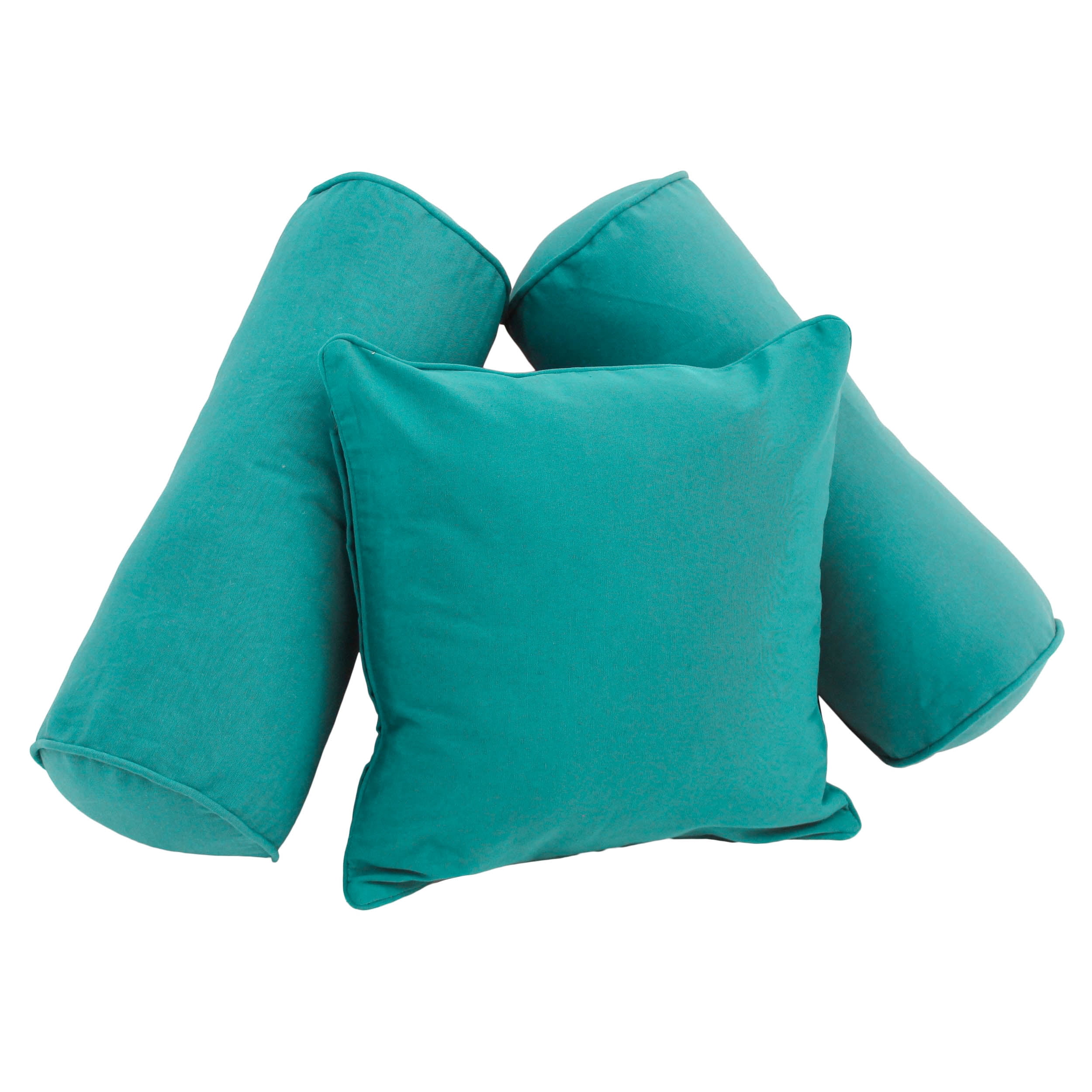 9816-CD-S3-TW-AB Double-Corded Solid Twill Throw Pillows with Inserts, Aqua Blue - Set of 3