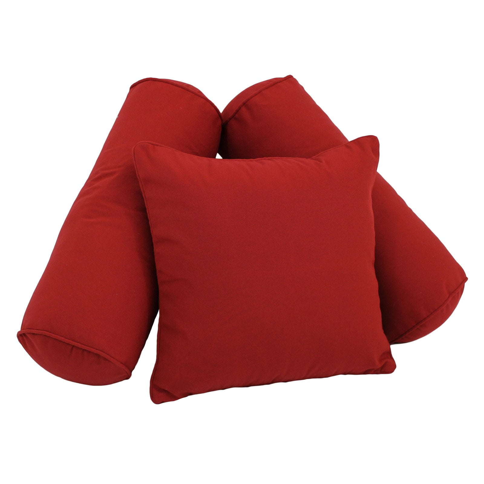 9816-CD-S3-TW-RR Double-Corded Solid Twill Throw Pillows with Inserts, Ruby Red - Set of 3