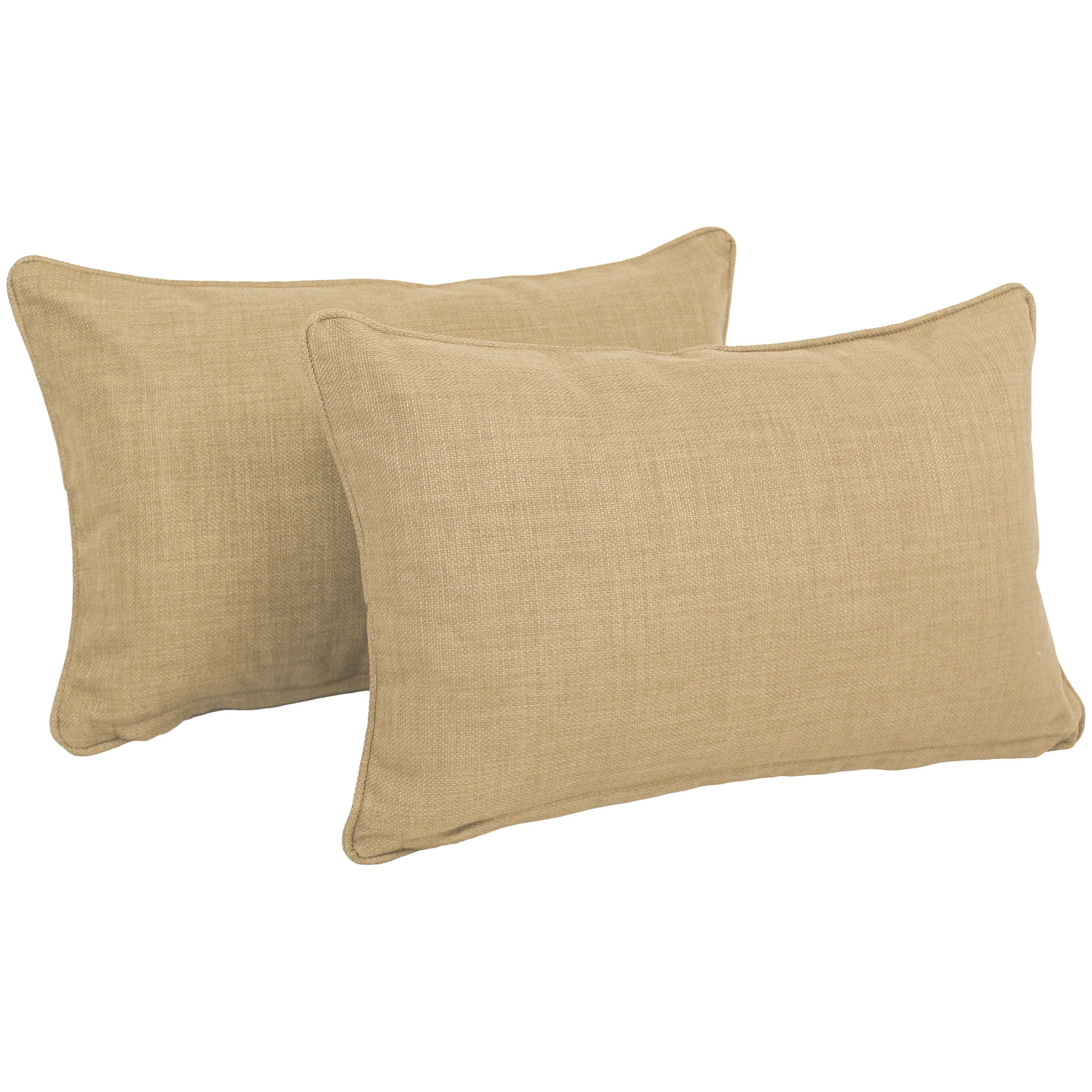 9811-CD-S2-REO-SOL-07 20 x 12 in. Double-Corded Solid Outdoor Spun Polyester Back Support Pillows with Inserts, Sandstone - Set of 2