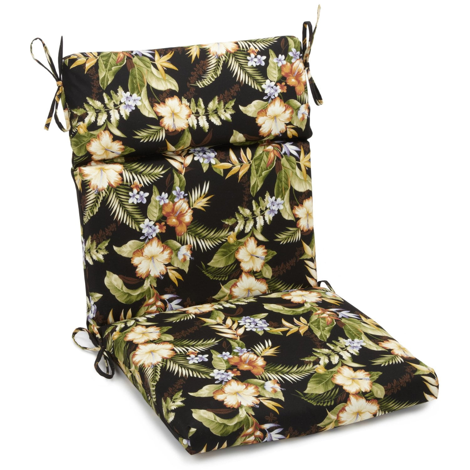 Picture of Blazing Needles 920X42FP-S1-REO-12 20 x 42 in. Spun Polyester Patterned Outdoor Squared Seat & Back Chair Cushion&#44; Freeport Ebony