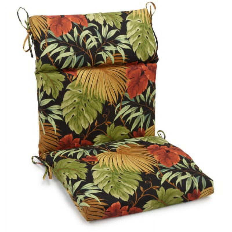 Picture of Blazing Needles 918X38FP-S1-REO-30 18 x 38 in. Spun Polyester Patterned Outdoor Squared Chair Cushion, Tropique Raven