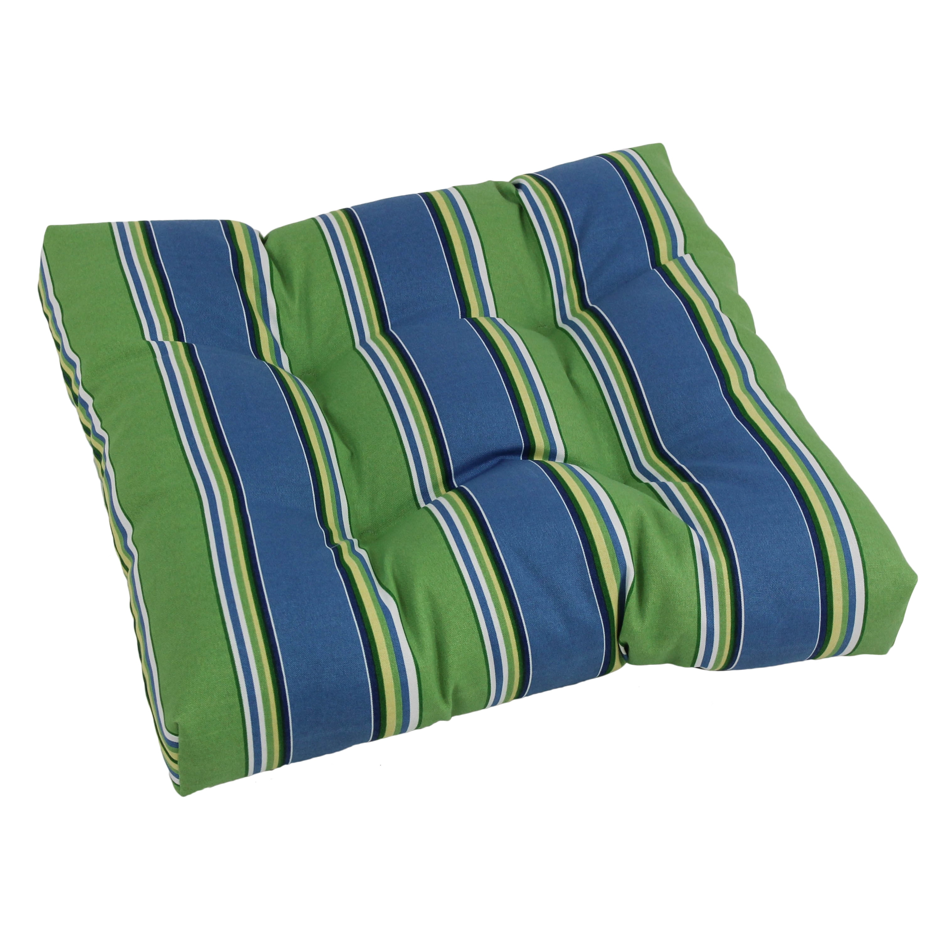 Picture of Blazing Needles 94005-1CH-REO-29 19 in. Squared Patterned Spun Polyester Tufted Dining Chair Cushion, Haliwell Caribbean