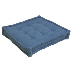 25 in. Square Corded Floor Pillow with Button Tufts, Indigo