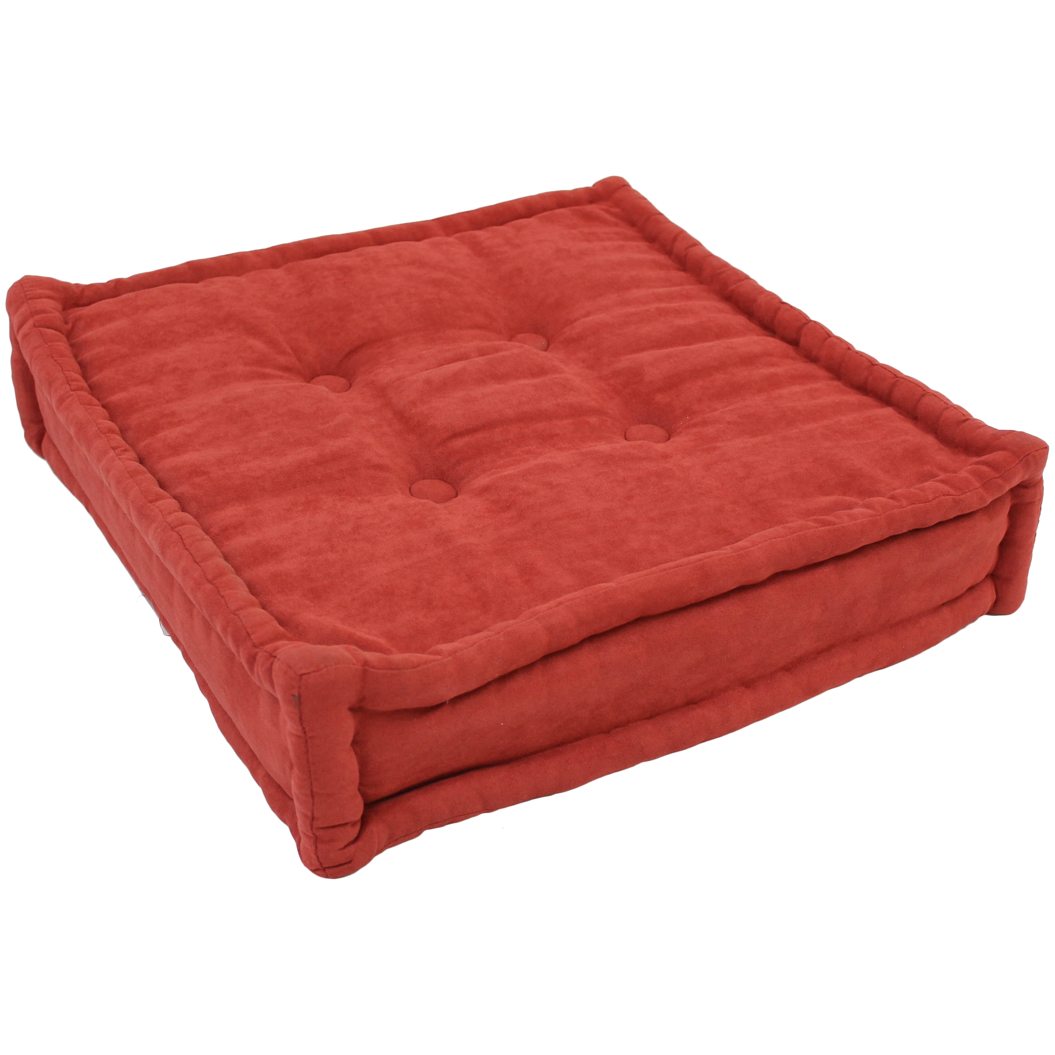 25-SQ-MS-CR 25 in. Square Corded Floor Pillow with Button Tufts, Cardinal Red