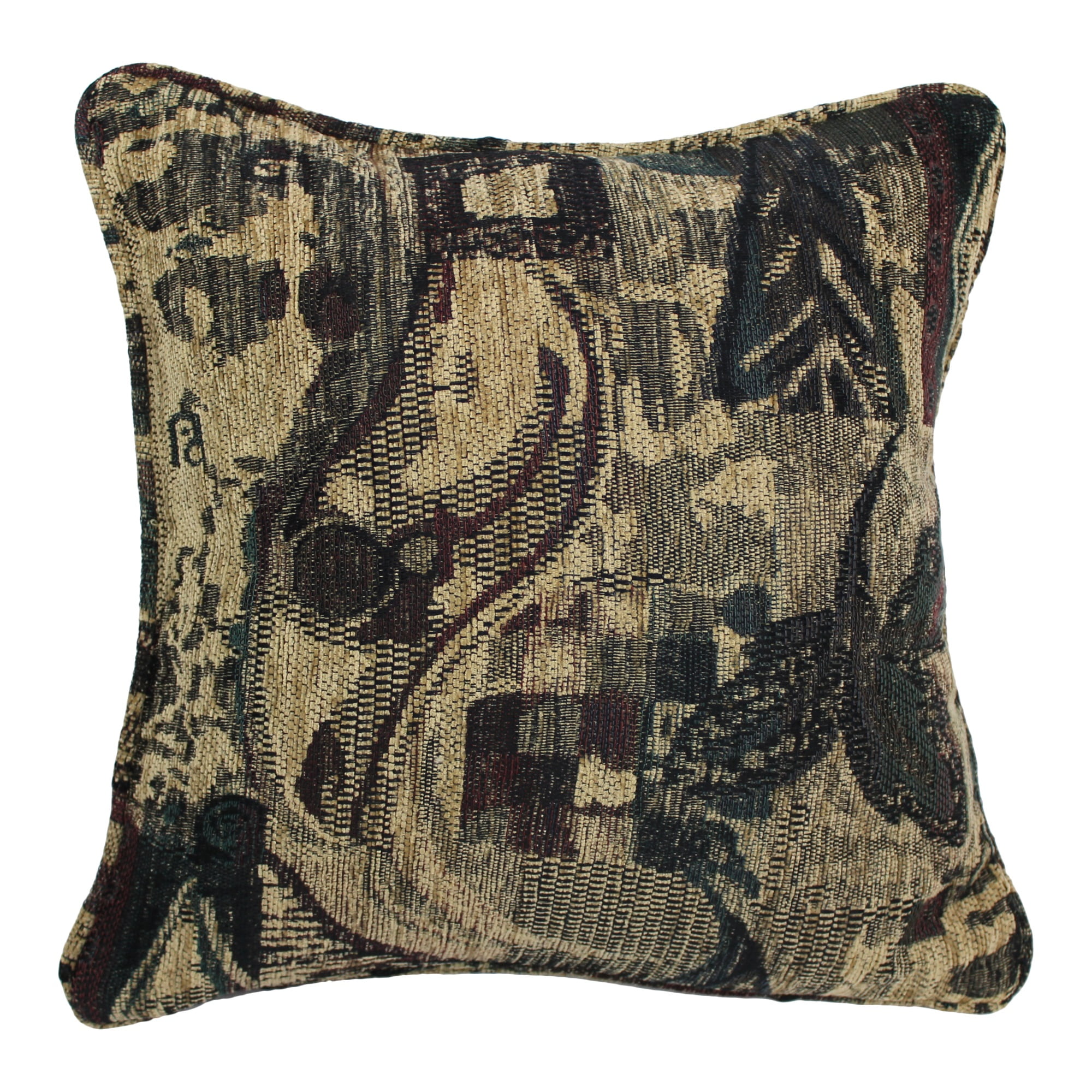 9810-CD-S1-JCH-03 18 in. Double-Corded Patterned Jacquard Chenille Square Indoor Throw Pillow with Insert, Antiquity