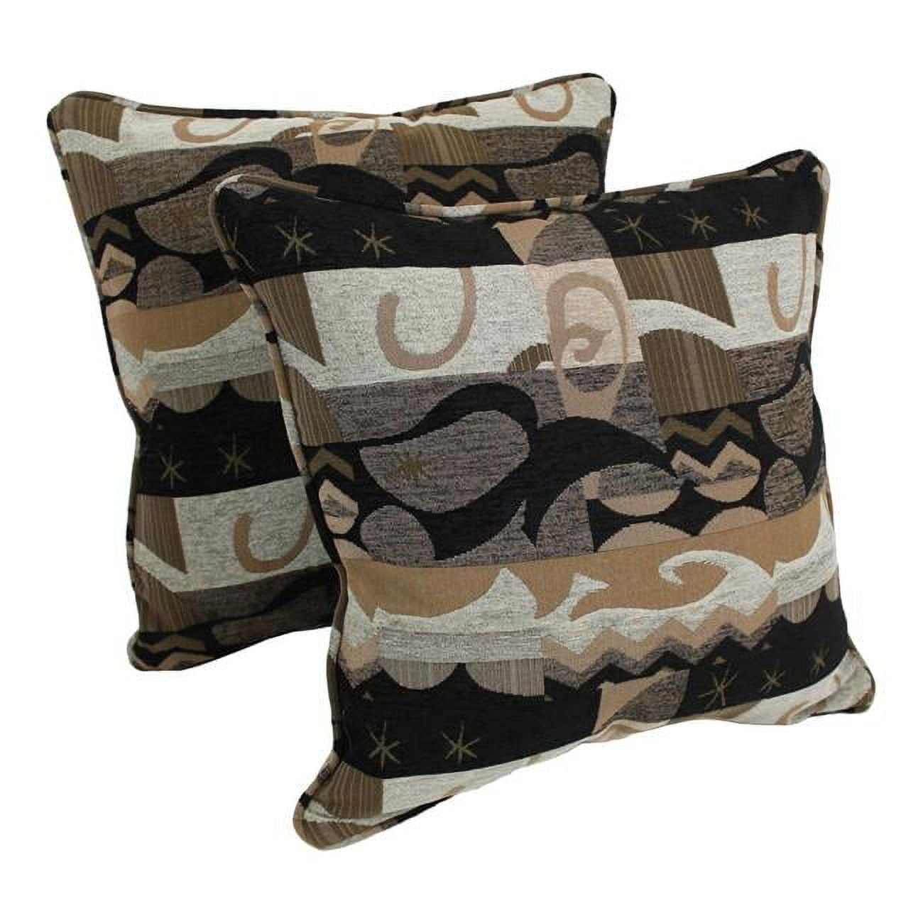 Picture of Blazing Needles 9813-CD-S2-JCH-02 25 in. Double-Corded Patterned Jacquard Chenille Square Indoor Floor Pillows with Inserts&#44; Elysian Fields - Set of 2