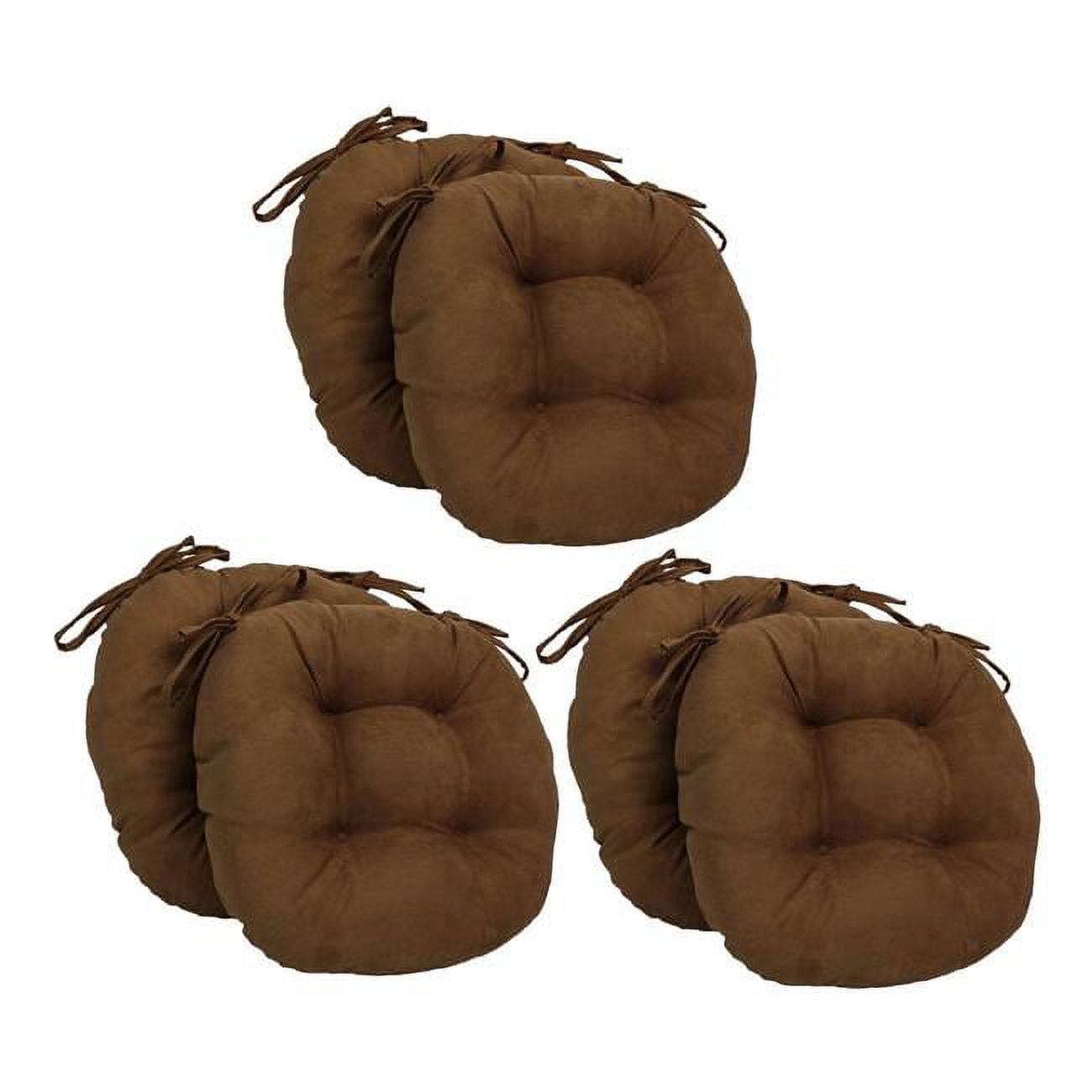 Picture of Blazing Needles 916X16RD-T-6CH-MS-CH 16 in. Solid Microsuede Round Tufted Chair Cushions&#44; Chocolate - Set of 6