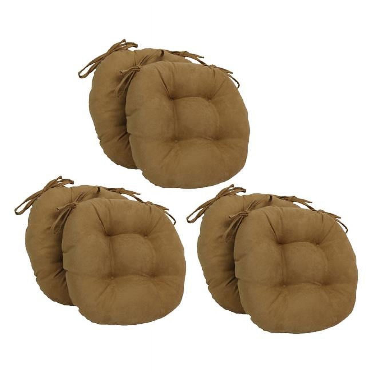 Picture of Blazing Needles 916X16RD-T-6CH-MS-CM 16 in. Solid Microsuede Round Tufted Chair Cushions&#44; Camel - Set of 6