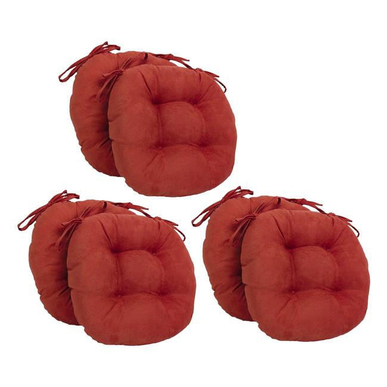 Picture of Blazing Needles 916X16RD-T-6CH-MS-CR 16 in. Solid Microsuede Round Tufted Chair Cushions&#44; Cardinal Red - Set of 6
