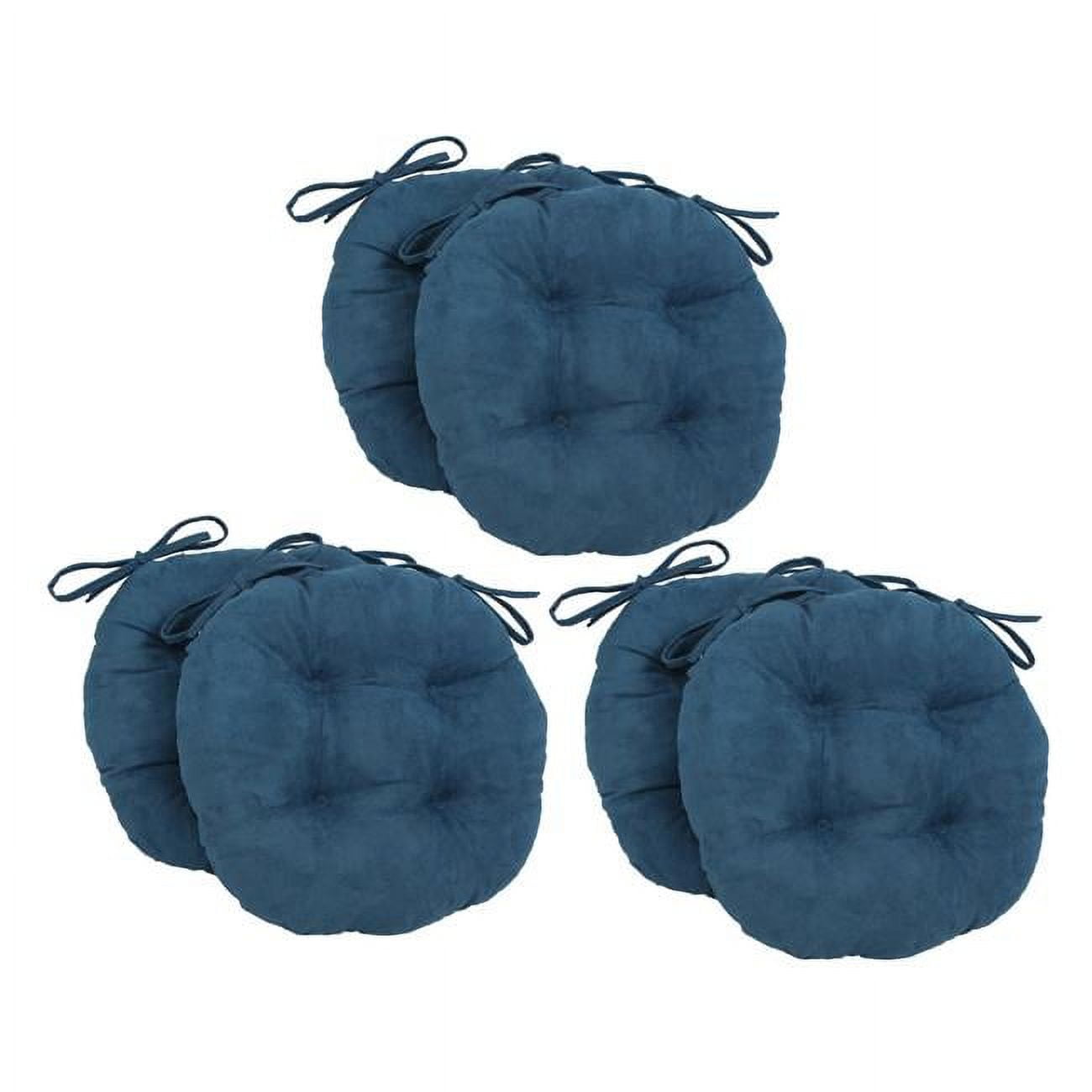 Picture of Blazing Needles 916X16RD-T-6CH-MS-IN 16 in. Solid Microsuede Round Tufted Chair Cushions&#44; Indigo - Set of 6