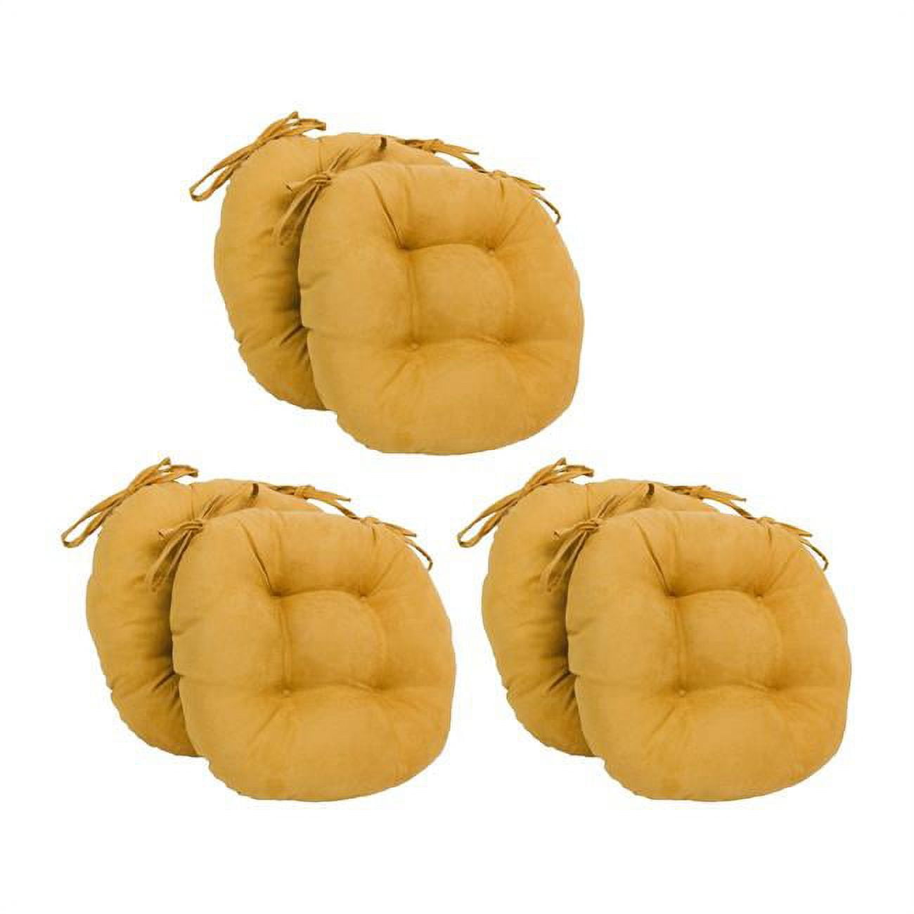 Picture of Blazing Needles 916X16RD-T-6CH-MS-LM 16 in. Solid Microsuede Round Tufted Chair Cushions&#44; Lemon - Set of 6