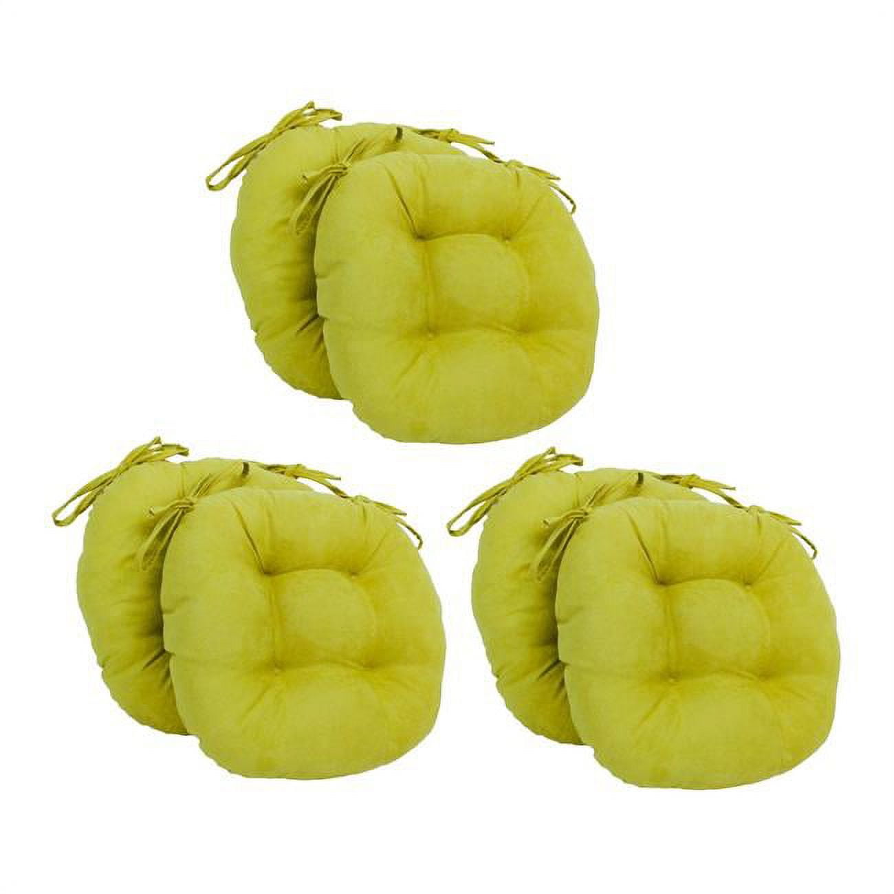 Picture of Blazing Needles 916X16RD-T-6CH-MS-ML 16 in. Solid Microsuede Round Tufted Chair Cushions&#44; Mojito Lime - Set of 6