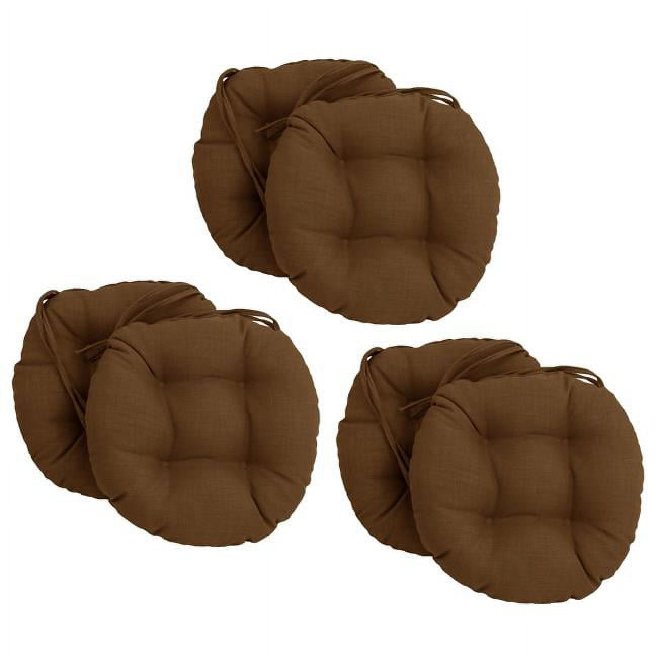 Picture of Blazing Needles 916X16RD-T-6CH-REO-SOL-09 16 in. Spun Polyester Solid Outdoor Round Tufted Chair Cushions, Mocha - Set of 6