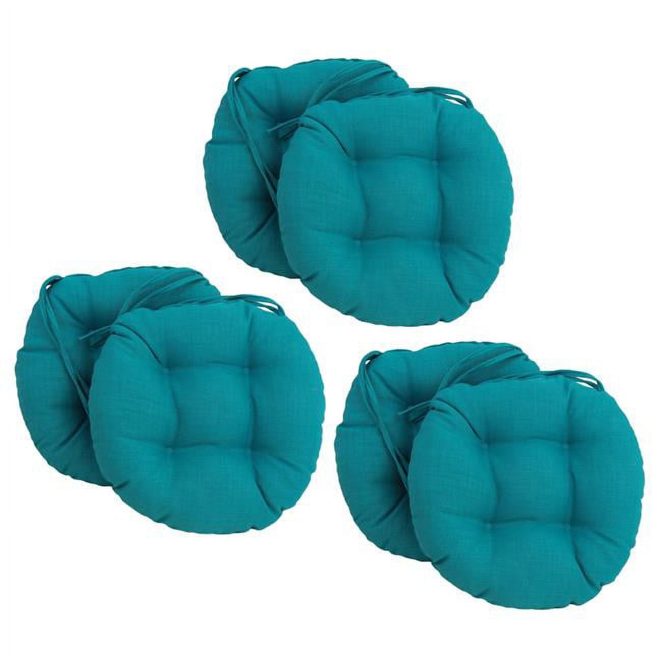 Picture of Blazing Needles 916X16RD-T-6CH-REO-SOL-12 16 in. Spun Polyester Solid Outdoor Round Tufted Chair Cushions&#44; Aqua Blue - Set of 6