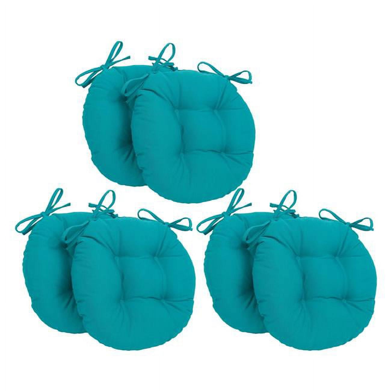 Picture of Blazing Needles 916X16RD-T-6CH-TW-AB 16 in. Solid Twill Round Tufted Chair Cushions&#44; Aqua Blue - Set of 6