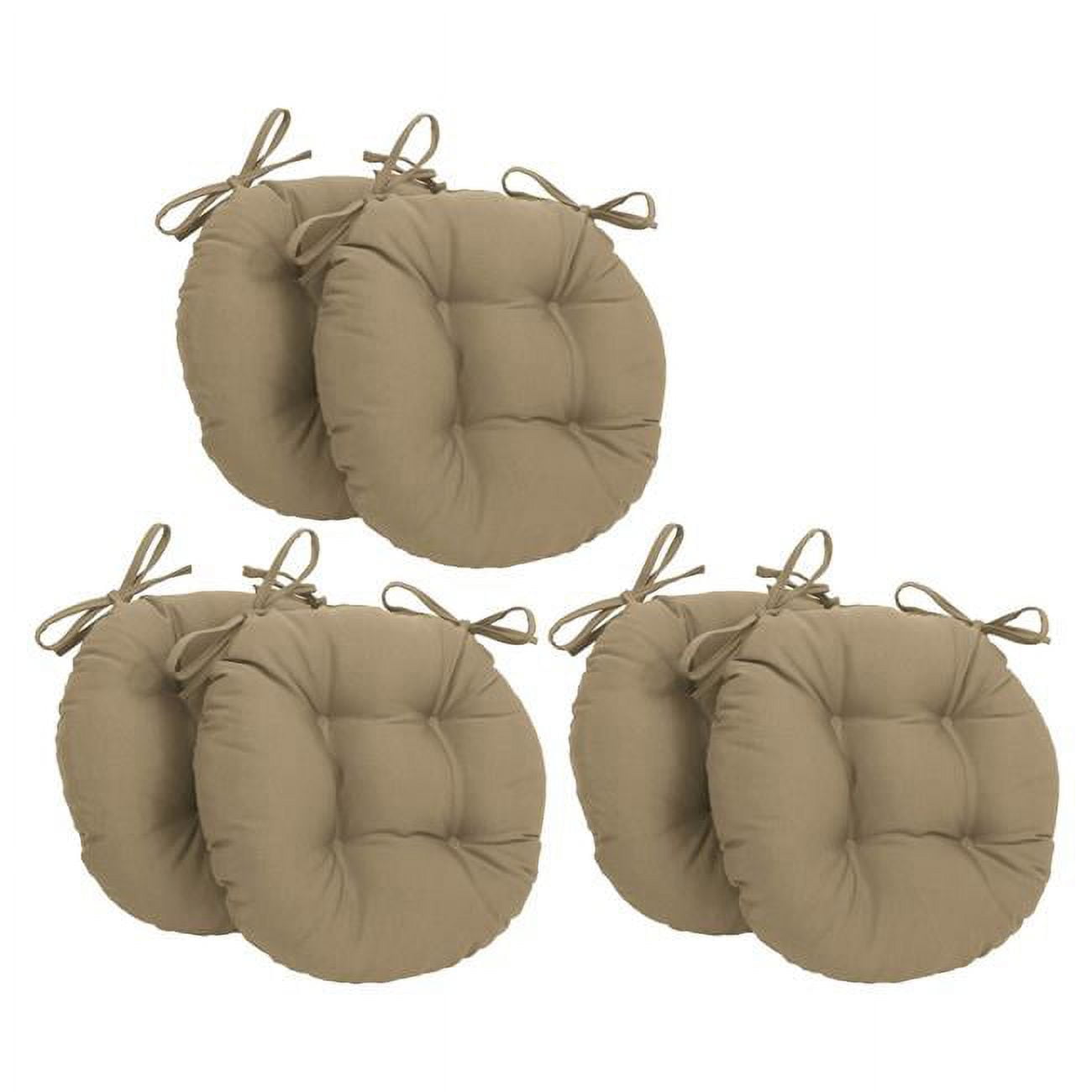 Picture of Blazing Needles 916X16RD-T-6CH-TW-TF 16 in. Solid Twill Round Tufted Chair Cushions&#44; Toffee - Set of 6