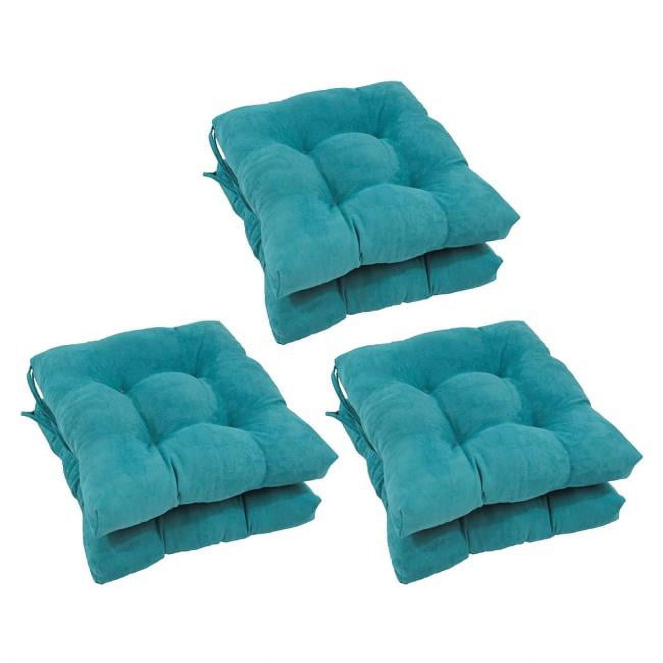 Picture of Blazing Needles 916X16SQ-T-6CH-MS-AB 16 in. Solid Microsuede Square Tufted Chair Cushions, Aqua Blue - Set of 6
