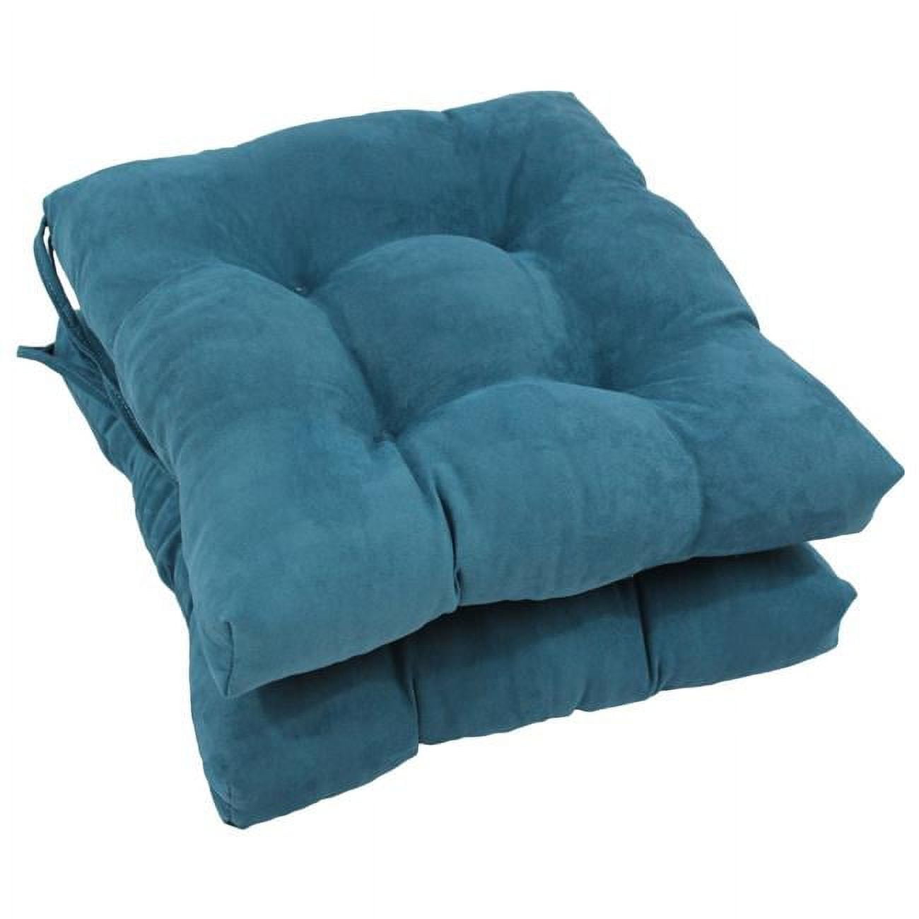 Picture of Blazing Needles 916X16SQ-T-2CH-MS-TL 16 in. Solid Microsuede Square Tufted Chair Cushions&#44; Teal - Set of 2