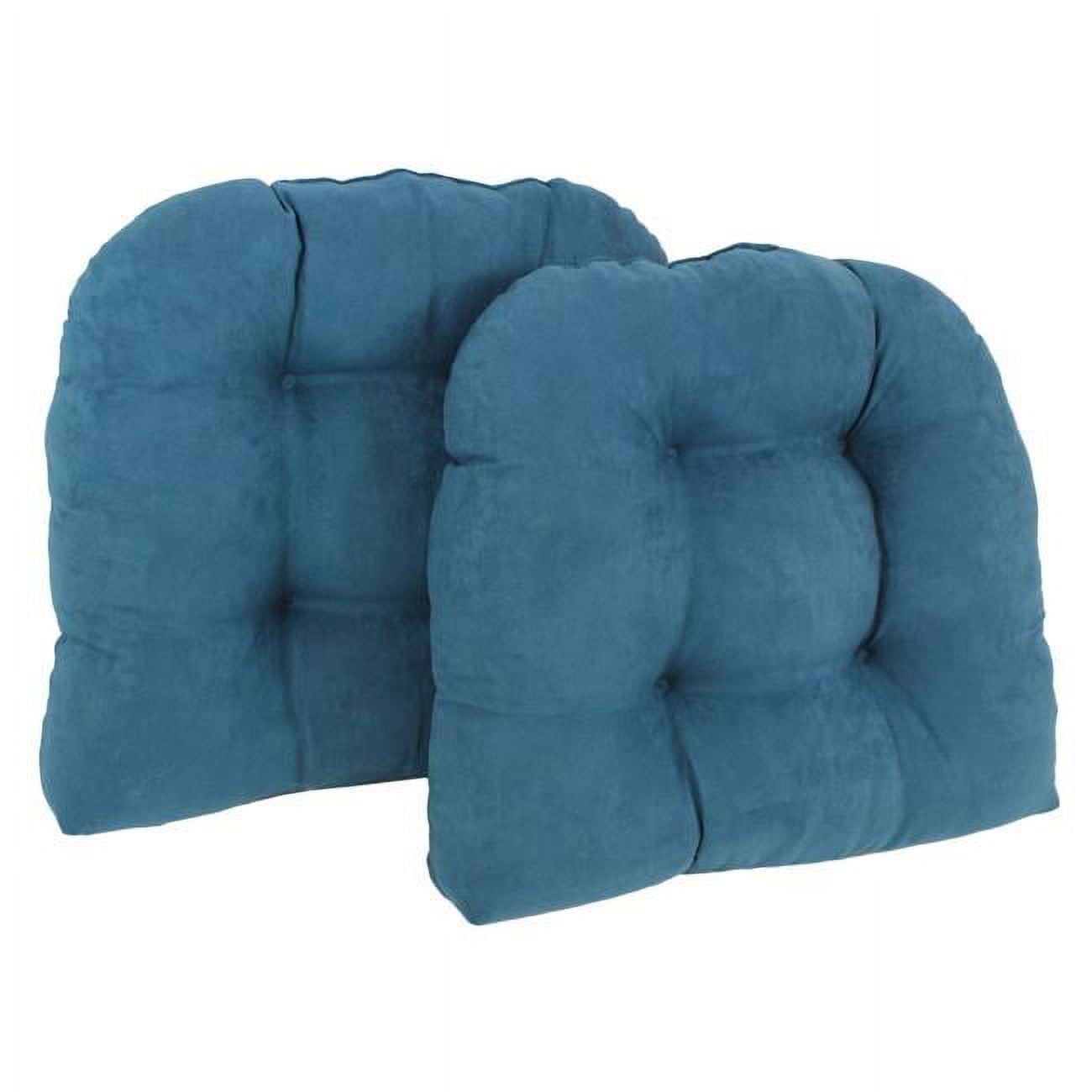 Picture of Blazing Needles 93184-2CH-MS-TL 19 in. U-Shaped Microsuede Tufted Dining Chair Cushions, Teal - Set of 2