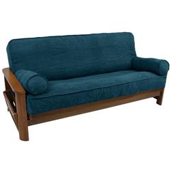 Picture of Blazing Needles 9684-CD-MS-TL 8 to 9 in. Solid Microsuede Double Corded Full Futon Cover Set with Two 20 x 8 in. Bolster Pillows&#44; Teal - Set of 3