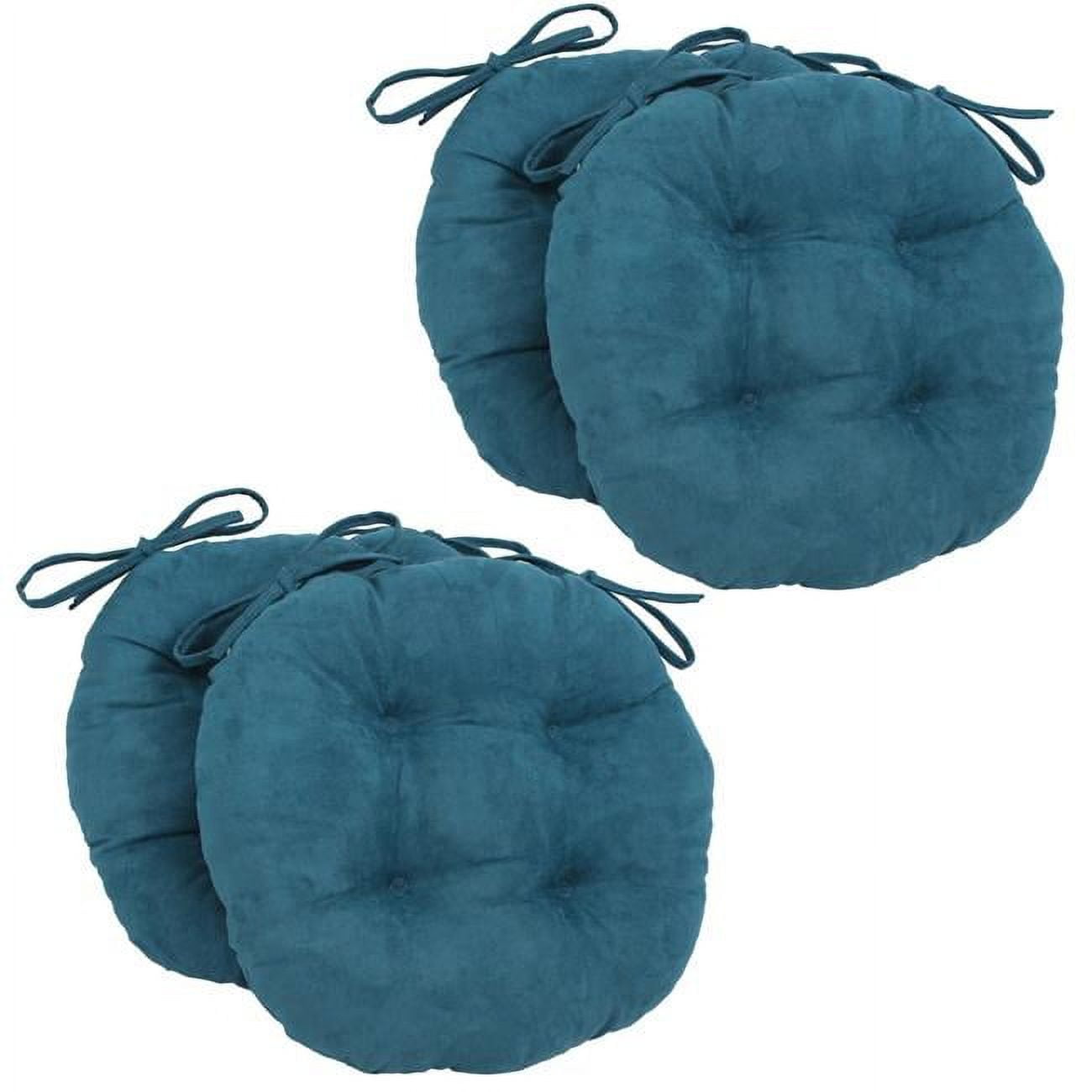 Picture of Blazing Needles 916X16RD-T-4CH-MS-TL 16 in. Solid Microsuede Round Tufted Chair Cushions&#44; Teal - Set of 4