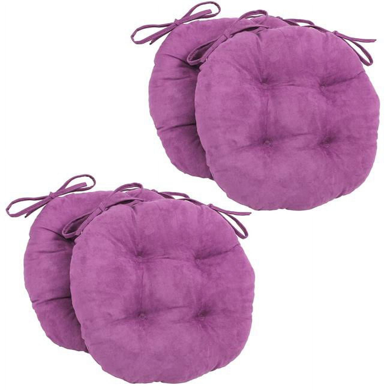 Picture of Blazing Needles 916X16RD-T-4CH-MS-UV 16 in. Solid Microsuede Round Tufted Chair Cushions&#44; Ultra Violet - Set of 4
