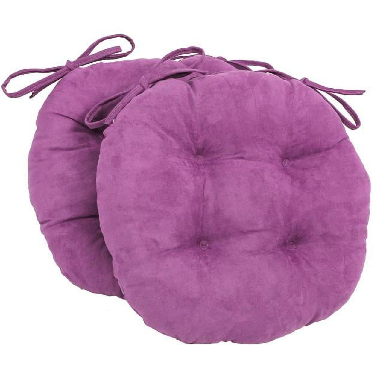Picture of Blazing Needles 916X16RD-T-2CH-MS-UV 16 in. Solid Microsuede Round Tufted Chair Cushions&#44; Ultra Violet - Set of 2