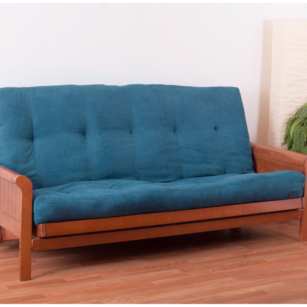 9611-B-MS-TL 7 in. Vitality Microsuede Queen Size Futon Mattress, Teal