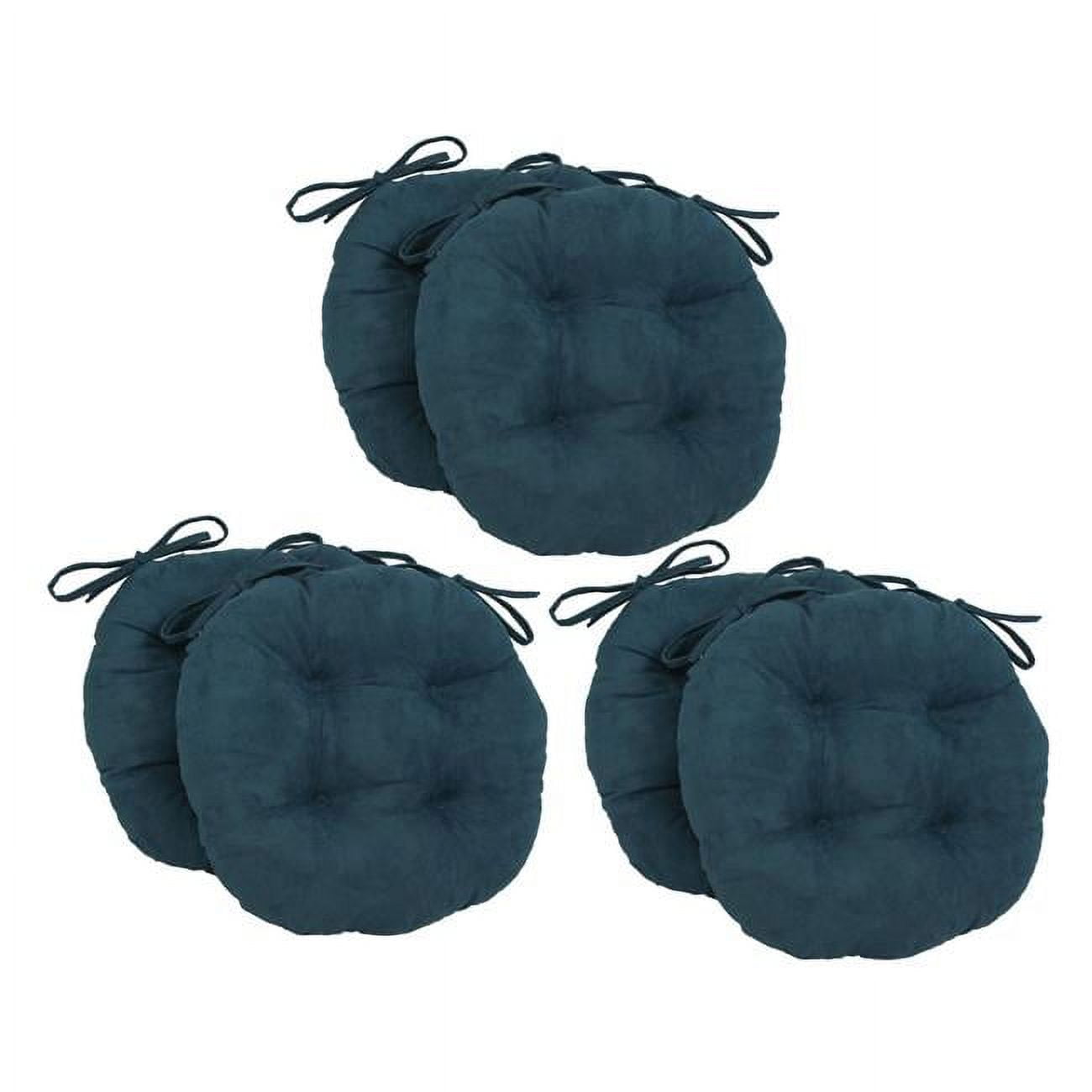 Picture of Blazing Needles 916X16RD-T-6CH-MS-TL 16 in. Solid Microsuede Round Tufted Chair Cushions&#44; Teal - Set of 6